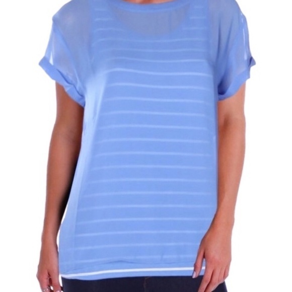 NYDJ Women's Chiffon Overlay Striped Top - Picture 2 of 5